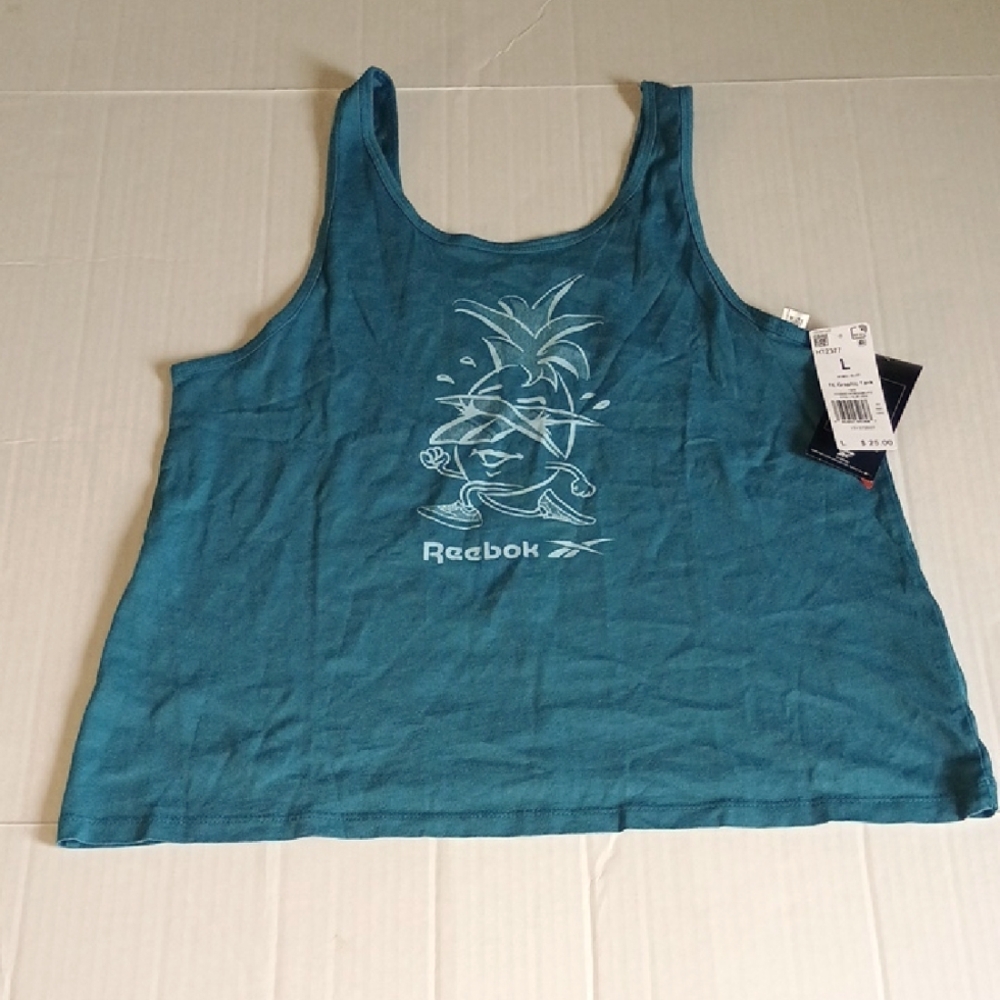 Reebok TE Graphic Tank ,Steel Blue, Women L